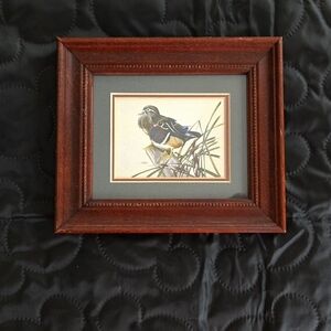 Art LaMay Wood Ducks Framed Print Wildlife Bird Art Signed Small 6.5" x 8" Mini